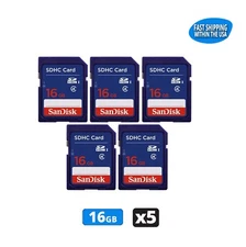 16GB Sandisk SD Cards for Digital Cameras / Trail Camera / Computers (5 Pack)