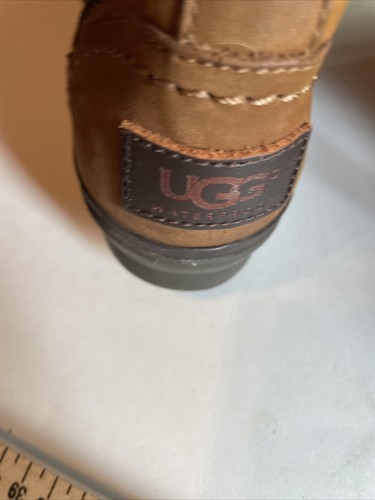 Stivali UGG Elsa Castagno 5 Usati Marrone Paralume Pelle Lacci Frontali Zip Lato - Foto 7 di 12