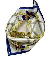 21"X21"Horse  Harness Print Pure Mulberry Satin Silk12momme Scarf 53x53cm5-80