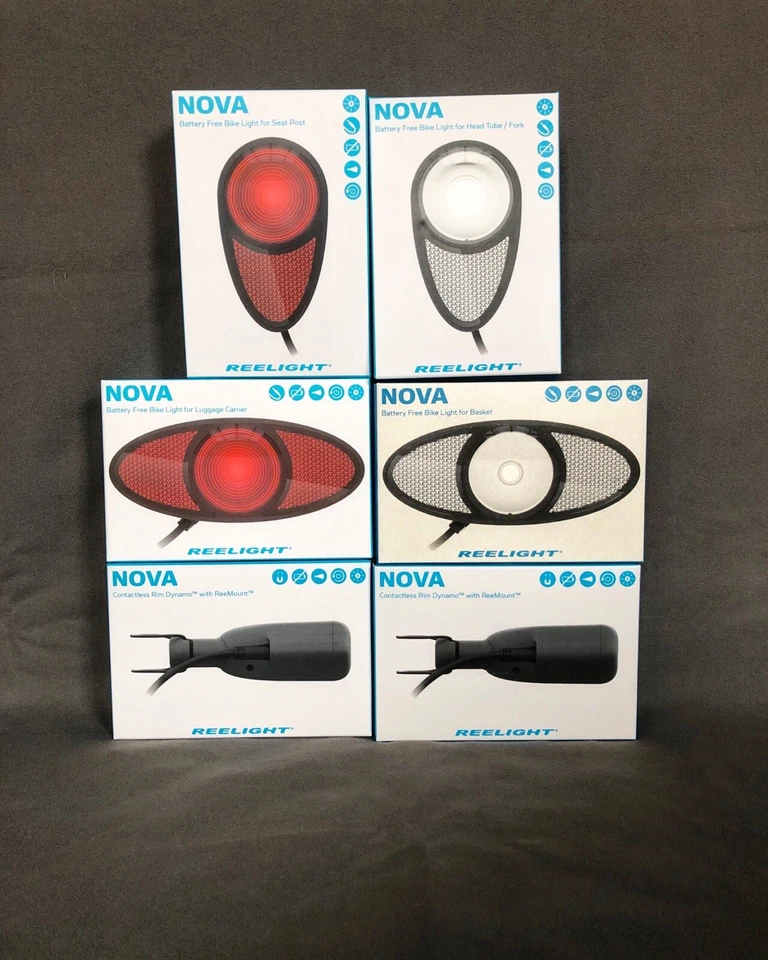 Juego de luces dinamo llanta sin contacto Reelight Nova - cabeza de cesta / cola de tija de sillín Foto 3 de 4