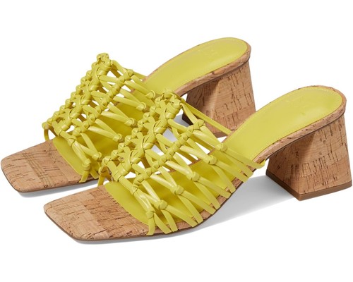 New Marc Fisher Colica Block Heel Cork Sandal Shoes Size 8.5 M Heels Yellow