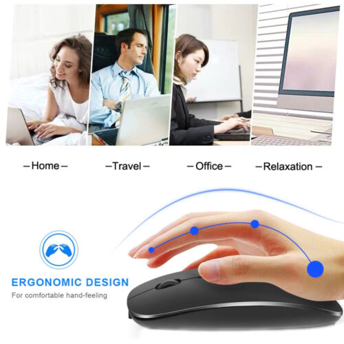 Universal Slim Wireless Rechargeable Mouse For MacBook Air Pro iPad iMac PC - Picture 2 of 30