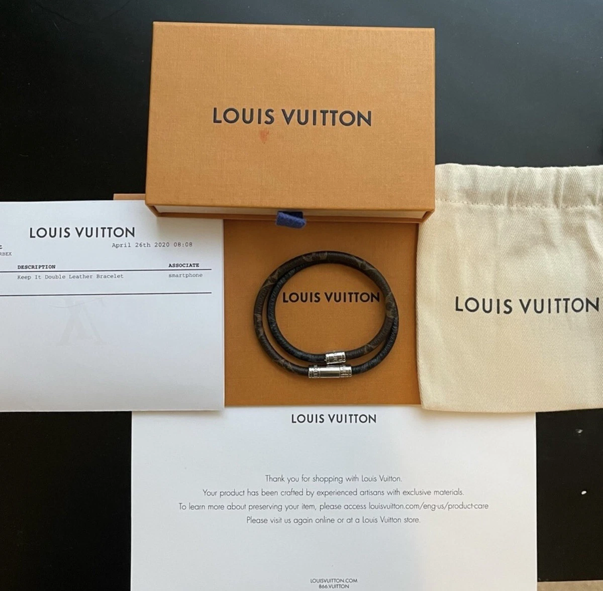 Louis Vuitton Keep It Double Leather Bracelet Eclipse/Macassar