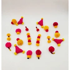 Cotton Pom Pom Garland String Marigold & Fuschia Set Of 2