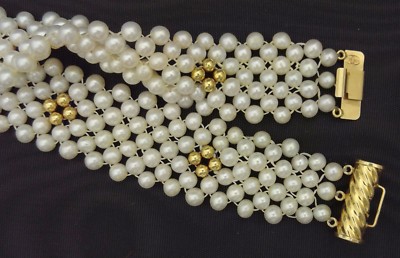 Bracelet En Or 18 Carats Avec Perles - Poids 18,03 G - Occasion
