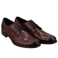 Dolce & Gabbana Crocodile Leather Derby Shoes Napoli Burgundy