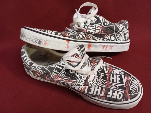 Vans Off The Wall Graphics Logo Mens Size 7.5 Black White Low Top Skate Shoes - Picture 3 of 9