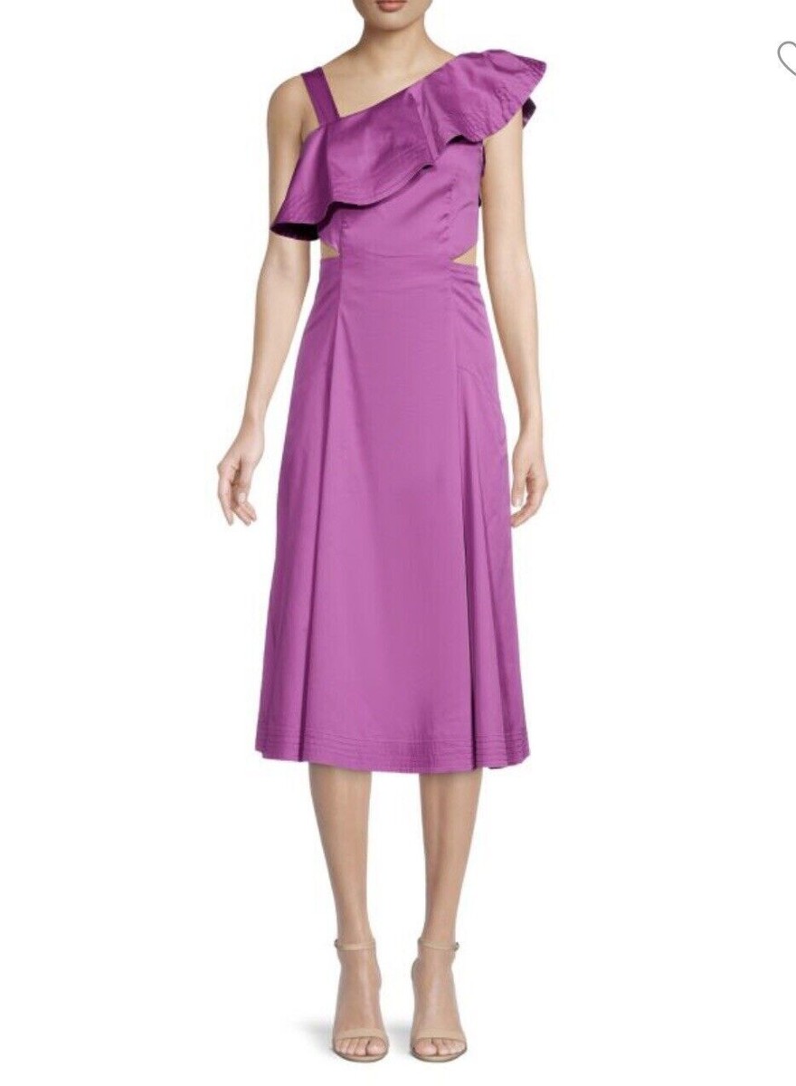 NEW VERONICA BEARD Vivid Orchid Beilla Ruffle A-line Dress