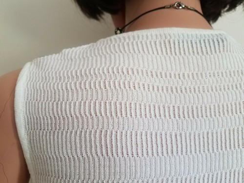 CoSTUME NATIONAL Italy Tank Top L Ivory Textured Knit Cotton Scoop Neck - Picture 7 of 10