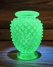 Fenton Topaz Opalescent Hobnail Uranium Glass Bud Vase