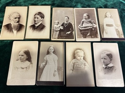 Antique CDV Photo Lot (9) Identified Brainerd From Iowa & Boston - Genealogy