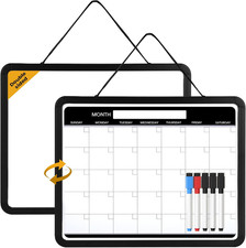 Small Monthly Whiteboard Calendar for Wall, Mini 11" X 14" Dry Erase Board with
