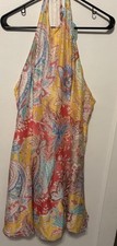 Ralph Lauren Purple Label Size 8 Silk Floral Paisley Halter Ruffle Back Dress
