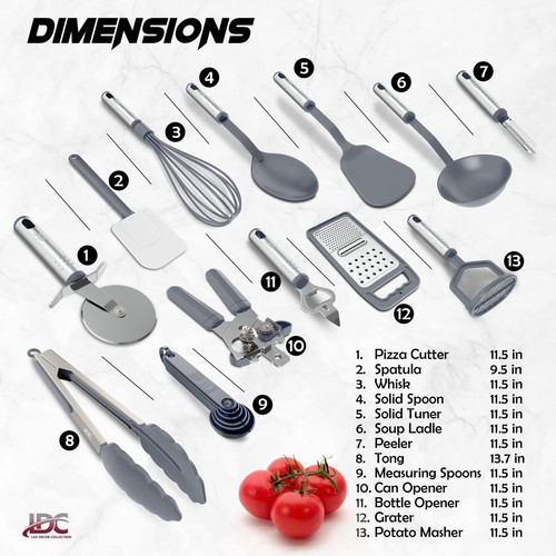 LDC Cooking Utensils Set BPA Free, Food Grade - Heat Resistant Non-Stick Cook... - Picture 2 of 7