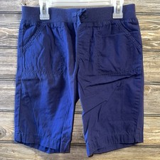 Faded Glory Girls L Large 10-12 Navy blue khaki shorts above the knee elastic wa