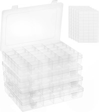 4 Pack 36 Grids Plastic Bead Organizer Box with Dividers, Clear Craft Tackle Box