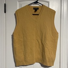 Brooks Brothers Sweater Mens Large Yellow Pullover Vest Lambswool Casual