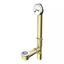 Chrome Trim Trip Lever Bathtub Drain - 20 Gauge Brass