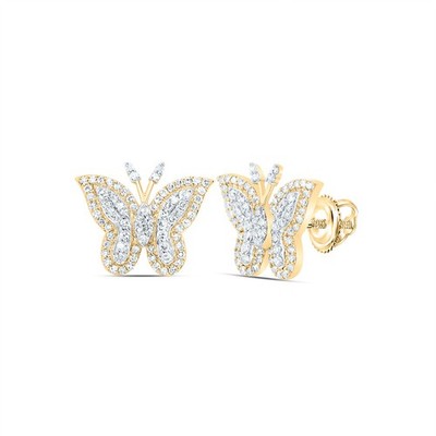 Ohrstecker 0,53 ctw natürlicher Diamant Schmetterling 10 kt Gelbgold