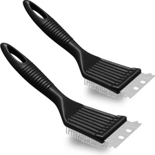 Chengu 2 Pcs 8 Inch BBQ Grill Brush for Outdoor and 8 Inch, Black 