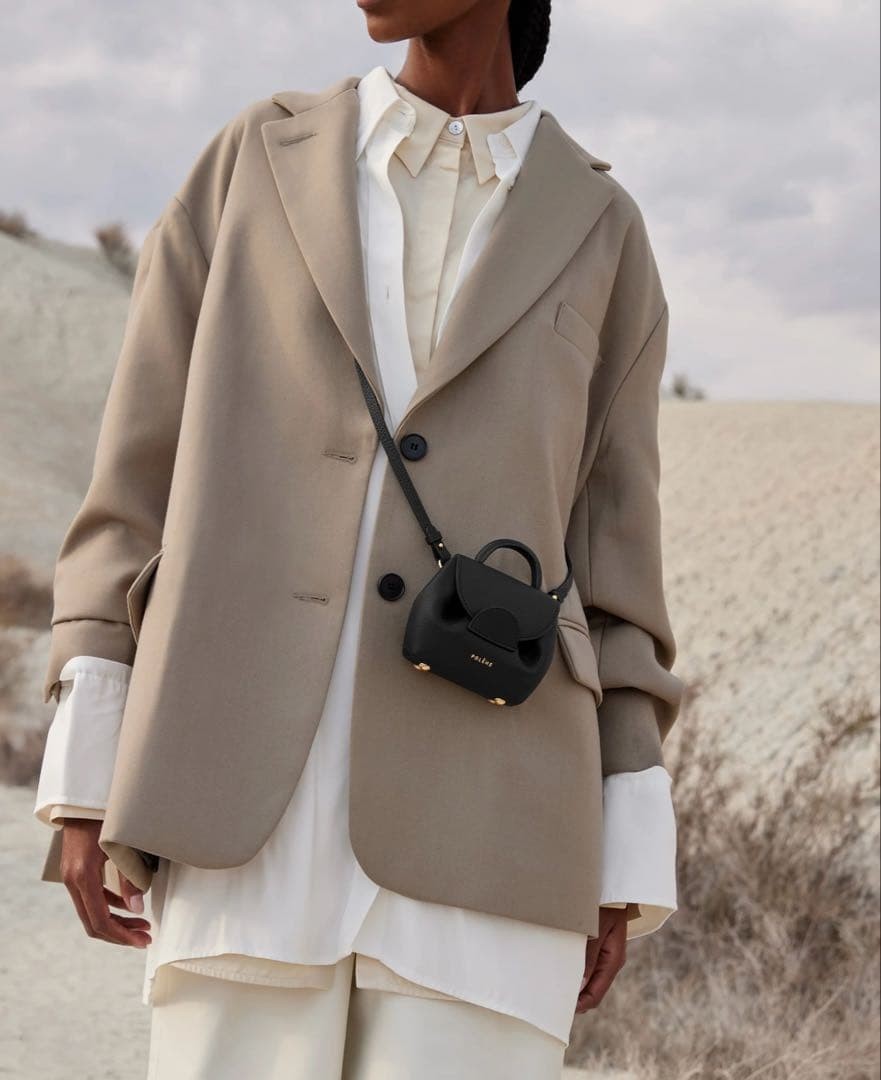 POLENE NUM RO UN NANO Black Shoulder Bag
