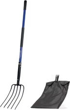5-Tine Pitchfork for Gardening, 57-Inch Heavy Duty Garden Fork with Blue 