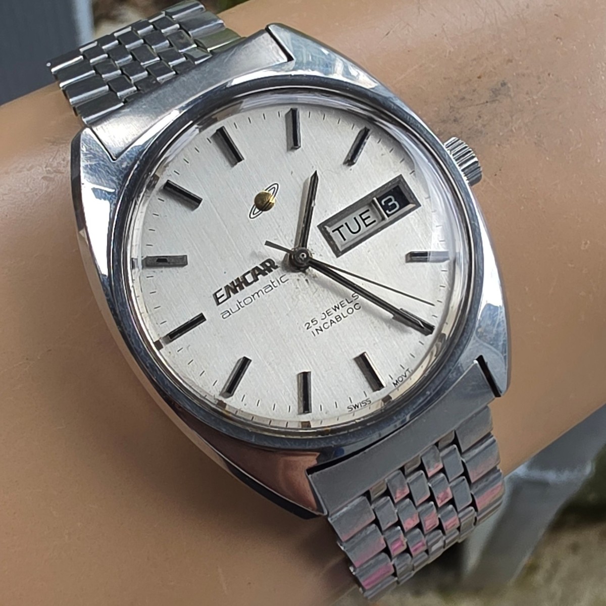 Vintage ENICAR Ocean Pearl men's automatic watch 2167-51-29 day