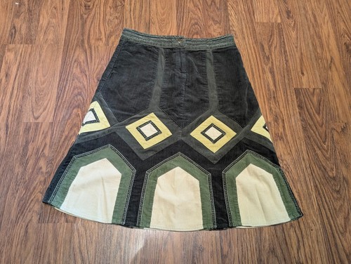PRINCIPIOS Falda Geométrica Pana Patchwork Paneles Mod mcm Retro 31" UK10 1E - Imagen 2 de 12