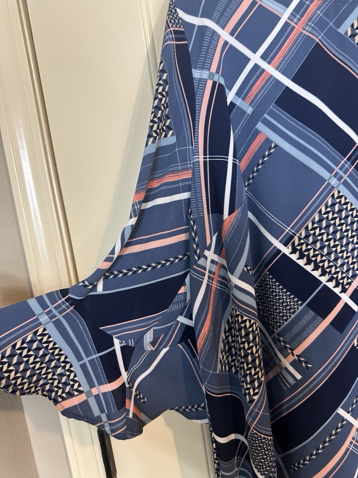 Catherines blue patchwork pattern tunic Blouse 2X… - image 5