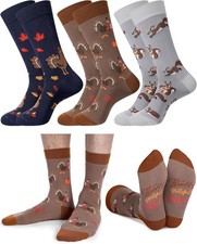Liitrsh 3 Pairs Men's Thanksgiving Turkey Socks - Size 9-12 Gift
