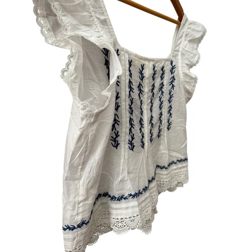 Anthropologie Maeve Flutter Sleeve Pintuck Top White Size Small - Picture 5 of 8