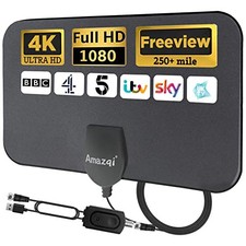 TV Aerial Indoor 250+ Miles Long Range, 4K Digital TV Aerial for Freeview TV,TV