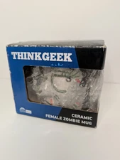 ThinkGeek Ceramic Female Zombie Mug (16 oz) with Original Box – Retired / Rare