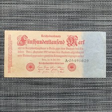 Germany 1/2 Million Mark Banknote German Currency Post WW1 Paper Money BERLIN