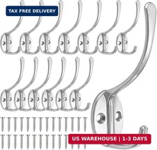 14 Pack Coat Hooks Wall Mounted with 28 Screws, Heavy Duty Silver Towel Hooks Me