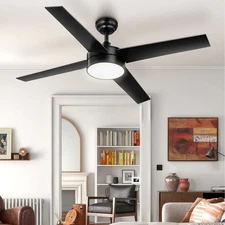 Moasis 4-Blade 48 inch  Matte Black Ceiling Fan with LED