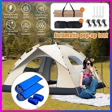 3-4 Person Pop Up Tents Waterproof Windproof Instant Tent UV 50+W/2 Sleeping Bag