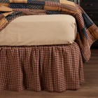 Patriotic Patch Primitive King Bed Skirt Red Tan Navy Plaid 78x80x16" VHC Brands