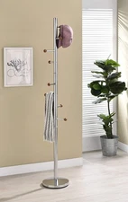 King's Brand Furniture-Wilhelm 8-Hook Coat & Hat Rack Stand, Chrome