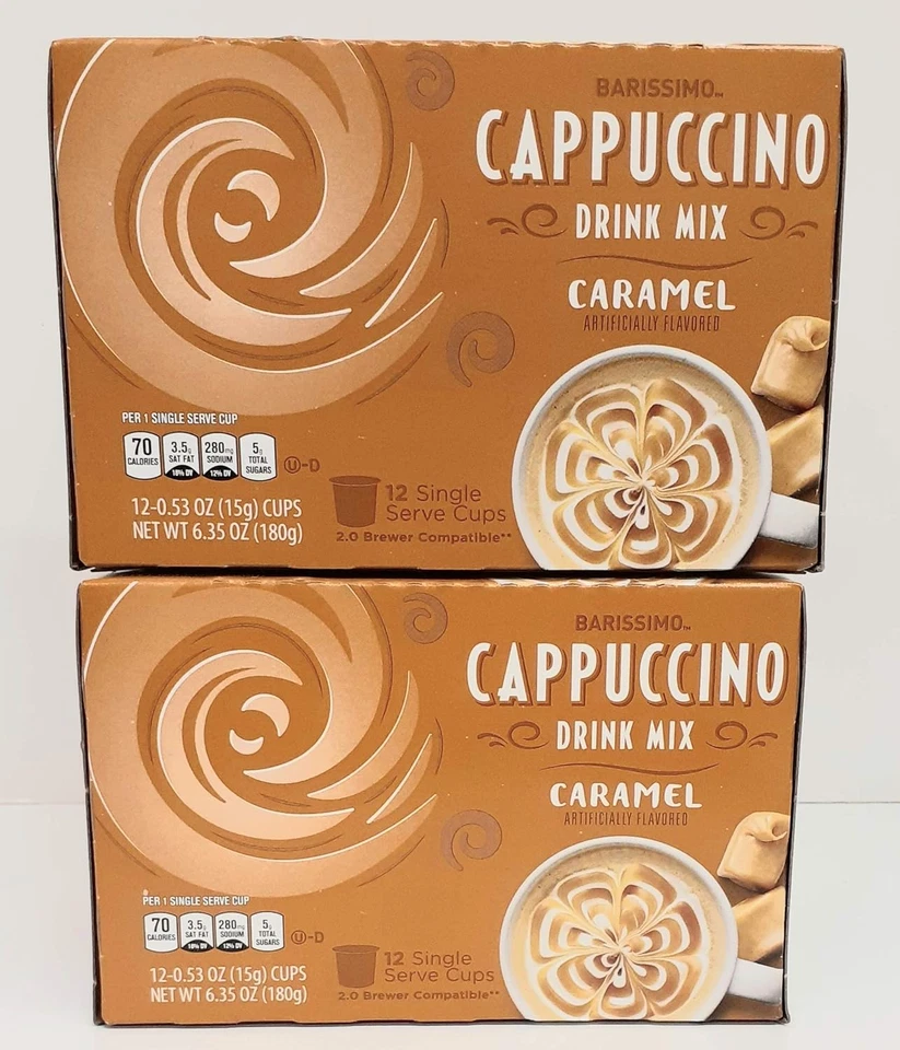 Mezcla de bebidas de café capuchino caramelo compatible con K-Cup 2 cajas 24 cápsulas Foto 3 de 4