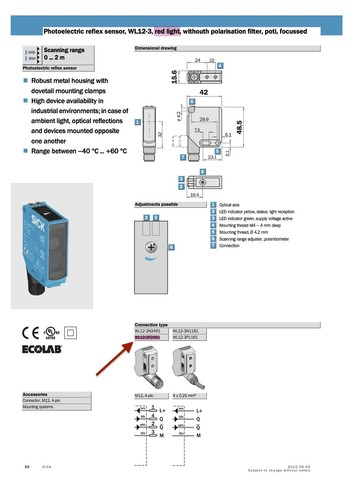 SICK Sensors WL 12-3p2461 WL12-3P2461 WL-123 P2461 1041452 WL123 WL 12-3P 24 61 - Picture 2 of 7