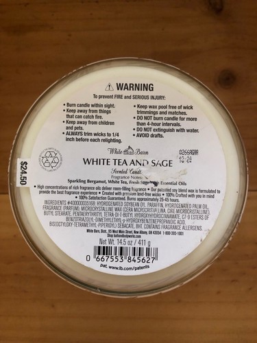 BATH & BODY WORKS WHITE BARN WHITE TEA & SAGE LARGE 3 WICK CANDLE NEW - Picture 6 of 7