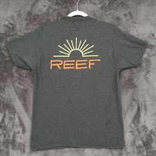 Reef TShirt Gray Short Sleeve Crewneck Logo Casual Surf Skate Medium Blend