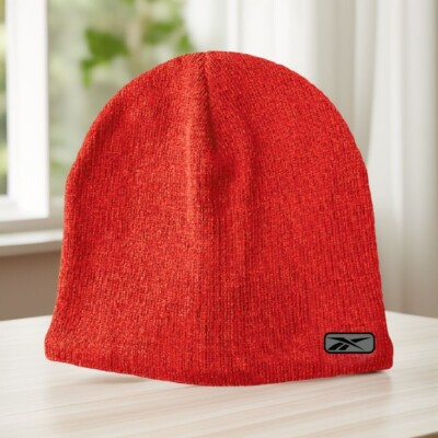 Reebok Mens Soft Classic Stretch Comfort Logo Beanie Hat Vector Red Size OS NWT