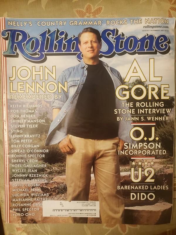 Al Gore Cover Rolling Stone Magazine November 9, 2000 John Lennon U2 Nelly Dido
