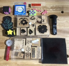 Lot Of Crafting Supples Wooden Rubber Stamps Accessories