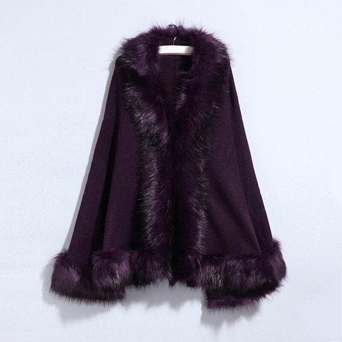Women faux fur shawl Poncho Cape wedding Wrap Shawl bride Cloak Blanket - Picture 20 of 31