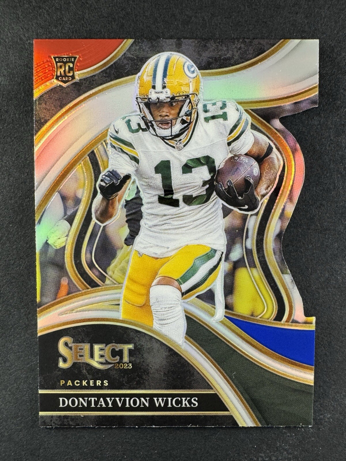 2023 Panini Select - Dontayvion Wicks Rookie Club Level Red & Blue Prizm Die-Cut