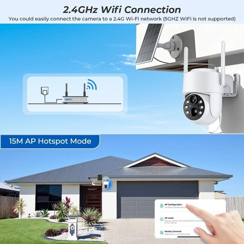 Solar Power Überwachungskamera 7800mAh WiFi 4MP PTZ AI Nachtsicht Video CAM IP66 - Bild 12 von 15