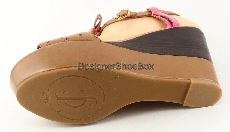 $250 JUICY COUTURE KATI Caramelo Rosa Charol Diseñador Plataforma Cuñas 10 Foto 3 de 4